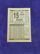 15 Haziran 2003 Takvim Yaprağı - Nostaljik Koleksiyonluk Takvim Yaprağı thumbnail 1