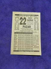 22 Haziran 2003 Takvim Yaprağı - Nostaljik Koleksiyonluk Takvim Yaprağı - 1
