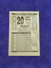 20 Temmuz 2003 Takvim Yaprağı - Nostaljik Koleksiyonluk Takvim Yaprağı thumbnail 1