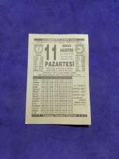 11 Ağustos 2003 Takvim Yaprağı - Nostaljik Koleksiyonluk Takvim Yaprağı thumbnail 1