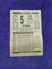 5 Eylül 2003 Takvim Yaprağı - Nostaljik Koleksiyonluk Takvim Yaprağı - 1