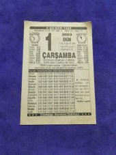 1 Ekim 2003 Takvim Yaprağı - Nostaljik Koleksiyonluk Takvim Yaprağı thumbnail 1