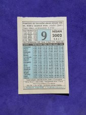 9 Nisan 2002 Takvim Yaprağı - Nostalji Koleksiyonluk Takvim Yaprağı A thumbnail 1