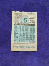 5 Haziran 2002 Takvim Yaprağı - Nostalji Koleksiyonluk Takvim Yaprağı thumbnail 1