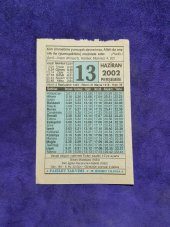 13 Haziran 2002 Takvim Yaprağı - Nostalji Koleksiyonluk Takvim Yaprağı thumbnail 1