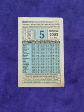 5 Temmuz 2002 Takvim Yaprağı - Nostalji Koleksiyonluk Takvim Yaprağı - 1