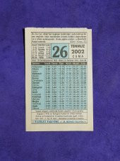 26 Temmuz 2002 Takvim Yaprağı - Nostalji Koleksiyonluk Takvim Yaprağı thumbnail 1