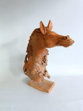Dekoratif El Oyması Ahşap At Kafası 52x43x20cm (Teak Ağacı-1) - 1
