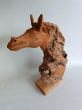 Dekoratif El Oyması Ahşap At Kafası 52x43x20cm (Teak Ağacı-1) - 2