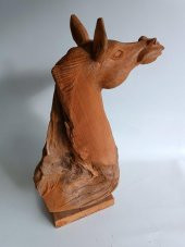 Dekoratif El Oyması Ahşap At Kafası 54x39x16cm (Teak Ağac-2) thumbnail 2