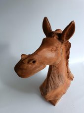 Dekoratif El Oyması Ahşap At Kafası 54x39x16cm (Teak Ağac-2) thumbnail 3