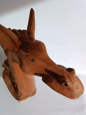 Dekoratif El Oyması Ahşap At Kafası 54x39x16cm (Teak Ağac-2) thumbnail 6