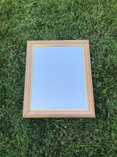 Vintage Sarı Yaldız İşlemeli Ahşap Çerçeveli Ayna 51x61 cm - Dekoratif Ayna - 5
