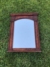 Vintage Ahşap Çerçeveli Oyma Desenli Sedefli Kubbeli  Ayna 70x88cm - Dekoratif Ayna - 8