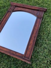 Vintage Ahşap Çerçeveli Oyma Desenli Sedefli Kubbeli  Ayna 70x88cm - Dekoratif Ayna - 9