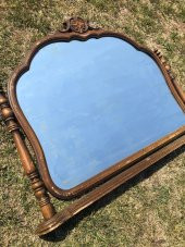 Vintage Oymalı Şifoniyer Aynası 100x85 cm - Dekoratif Standlı Ayna - 4