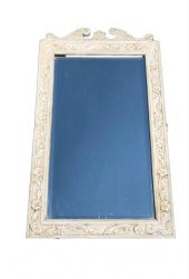 Vintage Oyma Desenli Çerçeveli Ayna 44,5x75 cm - Dekoratif Beyaz Ayna - 1