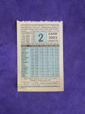 2 Kasım 2002 Takvim Yaprağı - Nostalji Koleksiyonluk Takvim Yaprağı - 1