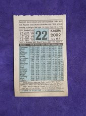 22 Kasım 2002 Takvim Yaprağı - Nostalji Koleksiyonluk Takvim Yaprağı - 1