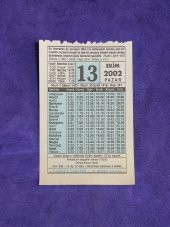 13 Ekim 2002 Takvim Yaprağı - Nostalji Koleksiyonluk Takvim Yaprağı thumbnail 1