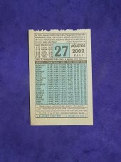 27 Ağustos 2002 Takvim Yaprağı - Nostalji Koleksiyonluk Takvim Yaprağı thumbnail 1