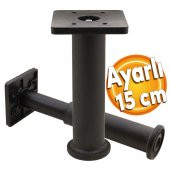 Kare Gizli Mobilya Kanepe Sehpa TV Ünitesi Koltuk Ayarlanabilir Destek Ayağı 15 cm Siyah Baza Ayak - 1