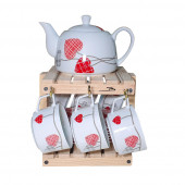 Barış Dizayn Doğal ahşap tabak standlı masa askısı Fincanlık iki katlı Kupa askısı Mutfak bardak askılığı - 4