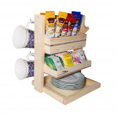 Barış Dizayn Doğal ahşap Poşet Çay Nescafe 3ü1 Arada standlı iki katlı masa askısı Fincanlık Kupa askısı - 1