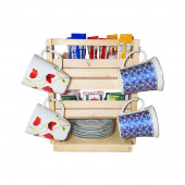 Barış Dizayn Doğal ahşap Poşet Çay Nescafe 3ü1 Arada standlı iki katlı masa askısı Fincanlık Kupa askısı - 3