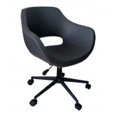 Bilgisayar Sandalyesi Çalışma Koltuğu Siyah Metal Ayaklı Antrasit Renk Suni Deri - 2