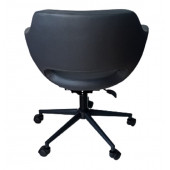 Bilgisayar Sandalyesi Çalışma Koltuğu Siyah Metal Ayaklı Antrasit Renk Suni Deri - 3