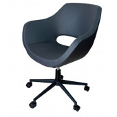 Bilgisayar Sandalyesi Çalışma Koltuğu Siyah Metal Ayaklı Antrasit Renk Suni Deri - 4