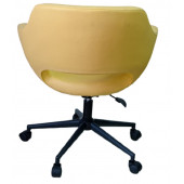 Bilgisayar Sandalyesi Çalışma Koltuğu Siyah Metal Ayaklı Sarı Renk Suni Deri thumbnail 3