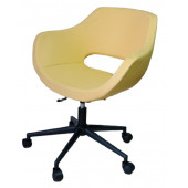 Bilgisayar Sandalyesi Çalışma Koltuğu Siyah Metal Ayaklı Sarı Renk Suni Deri thumbnail 4