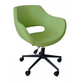 Bilgisayar Sandalyesi Çalışma Koltuğu Siyah Metal Ayaklı Yeşil Renk Suni Deri - 2