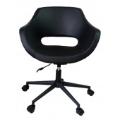 Bilgisayar Sandalyesi Çalışma Koltuğu Siyah Metal Ayaklı Siyah Renk Suni Deri thumbnail 1