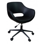 Bilgisayar Sandalyesi Çalışma Koltuğu Siyah Metal Ayaklı Siyah Renk Suni Deri thumbnail 2