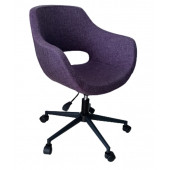 Bilgisayar Sandalyesi Çalışma Koltuğu Metal Ayaklı Mor Renk Keten Kumaş thumbnail 1