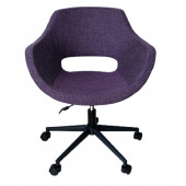 Bilgisayar Sandalyesi Çalışma Koltuğu Metal Ayaklı Mor Renk Keten Kumaş thumbnail 2