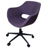 Bilgisayar Sandalyesi Çalışma Koltuğu Metal Ayaklı Mor Renk Keten Kumaş thumbnail 4