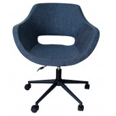 Bilgisayar Sandalyesi Çalışma Koltuğu Metal Ayaklı Lacivert Renk Keten Kumaş thumbnail 2