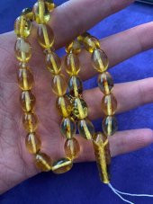 Doğal Kaya Damla Kehribar Tesbih 9x12,5mm 22 Gram - 5