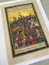 Kaplanla Geyiğin Mücadelesi Temalı El Yapımı Minyatür Resim 28x17 cm - 2