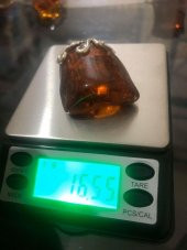 DOĞAL KAYA DAMLA KEHRİBAR KOLYE UCU OTANTİK GÜMÜŞ APARATLI 16,55 Gram - 1
