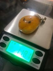 DOĞAL KAYA DAMLA KEHRİBAR KOLYE UCU OTANTİK GÜMÜŞ APARATLI 11,81 Gram - 1