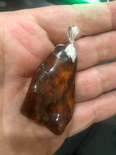 DOĞAL KAYA DAMLA KEHRİBAR KOLYE UCU OTANTİK GÜMÜŞ APARATLI 11,8 Gram - 3