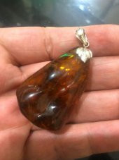 DOĞAL KAYA DAMLA KEHRİBAR KOLYE UCU OTANTİK GÜMÜŞ APARATLI 11,8 Gram - 4