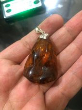 DOĞAL KAYA DAMLA KEHRİBAR KOLYE UCU OTANTİK GÜMÜŞ APARATLI 11,8 Gram - 5