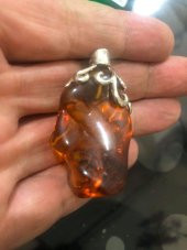 DOĞAL KAYA DAMLA KEHRİBAR KOLYE UCU OTANTİK GÜMÜŞ APARATLI 16,48 Gram - 4