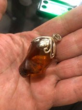 DOĞAL KAYA DAMLA KEHRİBAR KOLYE UCU OTANTİK GÜMÜŞ APARATLI 16,48 Gram - 5